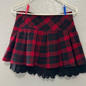MZG, red plaid mini skirt